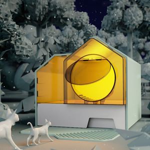 Sanitário para Gatos de Plástico Ecológico, Hermético e à Prova de Odores, Grande Capacidade <span class=keywords><strong>70L</strong></span>, Tipo Gaveta em Formato de Casa com Almofada Antiderramamento de Areia - Product Image 2