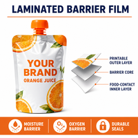 Pochettes personnalisées imprimées pour jus d'orange frais pressé à froid, riches en vitamine C, avec bec verseur, emballage souple, vente en gros