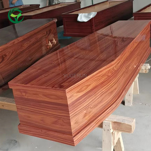 オーストラリアE0接着剤MDF HDFチップボード用OEM工場のヨーロッパ成人葬儀用光沢棺レッドウッド紙ベニヤ英国棺 - Product Image 5