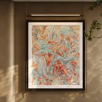Luminaire LED pour tableaux, art mural, beige crème, impression abstraite encadrée, montage sur rail de galerie, décoration moderne de luxe pour hall d'hôtel