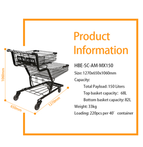 Highbright Heavy Duty Black Two Tier Shopping <b>Trolley</b> for Supermarket Bulk Shopping - Product Image 3