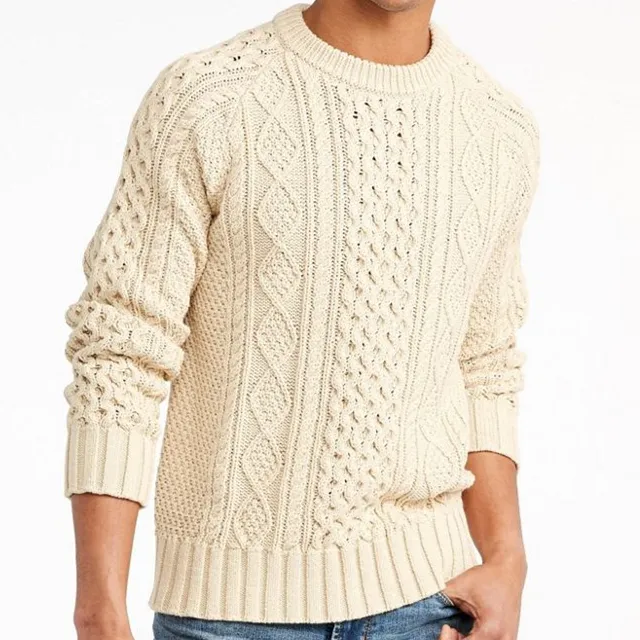 Custom 3d embossed crewneck knitted fashionable sweater men pullover solid woven plus size men's wool sweaters