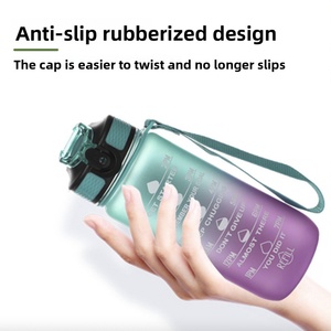 Botella de agua deportiva de acrílico de gran capacidad 1L, vaso con pajita degradado para exteriores, tapa abatible de un toque, resistente a altas temperaturas - Product Image 3