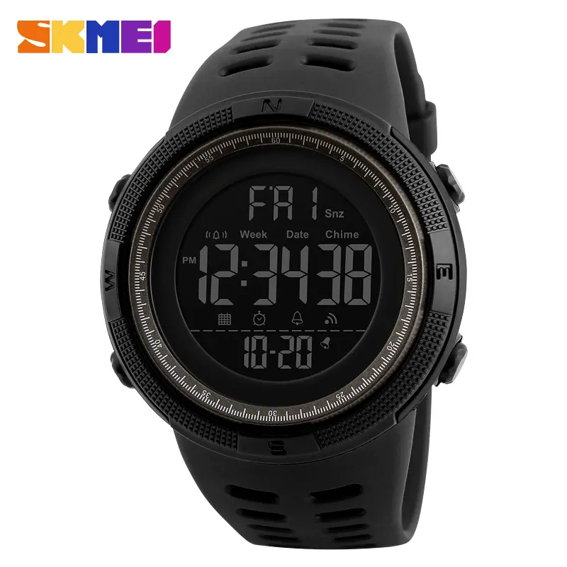 SKMEI 1251 Men Digital Wristwatch Hot Sale Multifunctional Men Sport Watch 12/24 Hour LED Digital 50M Waterproof Watches