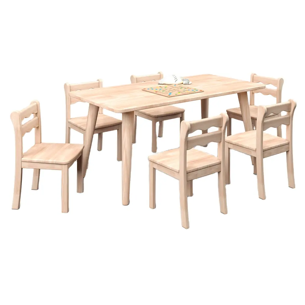 ชุดโต๊ะและเก้าอี้สำหรับเด็กอนุบาลอนุบาลเฟอร์นิเจอร์ไม้