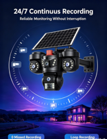 Caméra de sécurité extérieure solaire camouflage 9MP HD CMOS avec audio bidirectionnel, étanche IP66, vision nocturne et détection de mouvement pour ferme