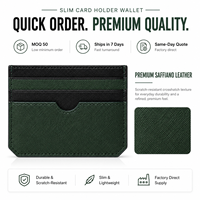 Porte-cartes fin en cuir Saffiano de qualité supérieure avec poche à accès rapide et design multi-fentes pour les voyages d'affaires et le transport quotidien