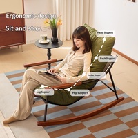 Fauteuil à bascule vintage individuel avec structure métallique, rembourrage doux, luxe pour salon et balcon, idéal pour la location, sans assemblage