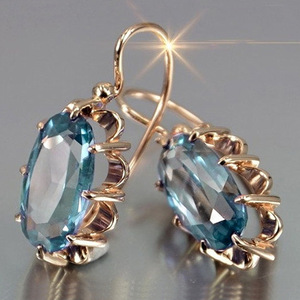Boucles d'oreilles vintage multicolores en zircon à huit griffes pour femmes, bijoux de mode d'inspiration royale - Product Image 2
