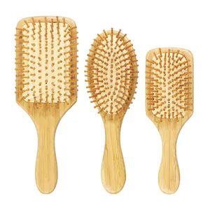 100% Bamboo Handle Massage Comb Logo Laser Fashionable Style Hotel Salon Home Travel Baby-Friendly Comb