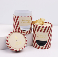 FAVORCRAFTS Emballage cylindrique en papier de luxe personnalisé, petit emballage avec ruban en satin, boîte cadeau haut de gamme avec fenêtre découpée