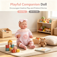 Poupée Bébé Reborn Réaliste Noire de 55,88 cm (22 po) avec Corps Entier en Vinyle, Corps en Tissu Léger et Pondéré, Tenue Florale Rose, Jouet de Collection pour Fille