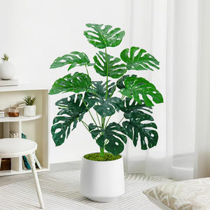 Meilleure Vente Plantes Artificielles Tropicales Monstera en Plastique Vert Armée Feuille de Tortue en Pot Écologiques pour Décoration Intérieure et Extérieure - Product Image 1