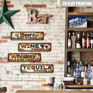 Panneau Métallique Long Vintage pour Bar, Décoration Murale Graphique Bière Vin Whisky <span class=keywords><strong>Tequila</strong></span> pour Bar à Domicile et Cave des Hommes - Product Image 3