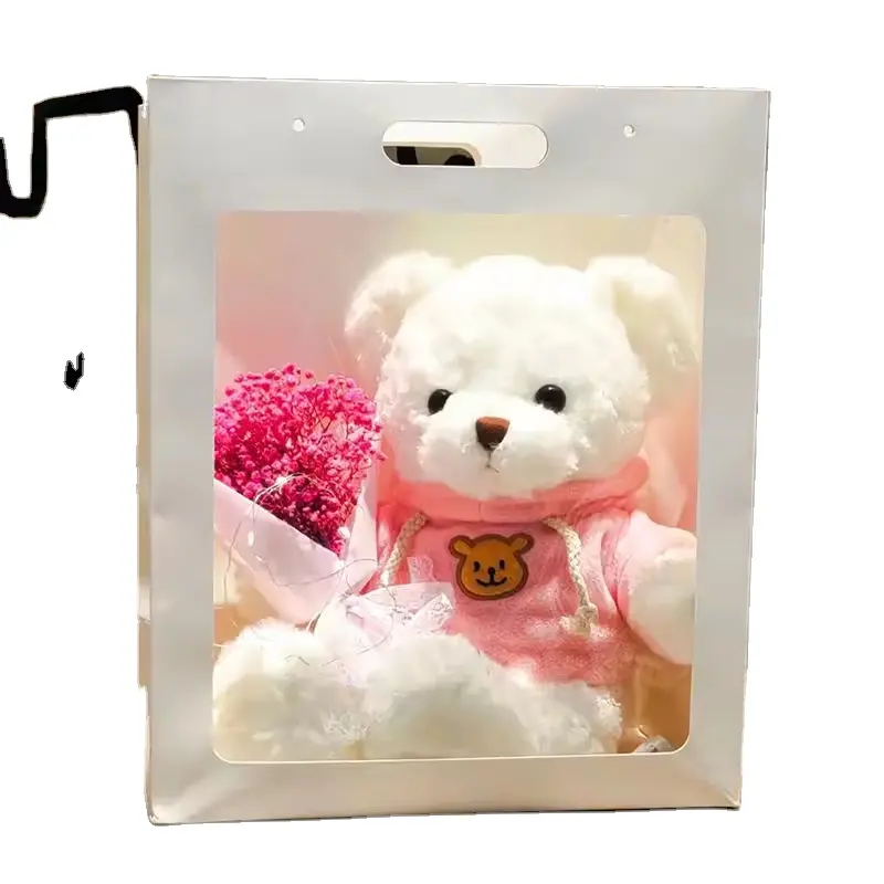 Valentijnsdag Cadeau Teddybeer Met Led Licht Gloeiende Bloem Boeket Teddybeer Knuffel