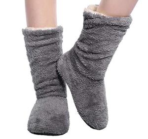 <span class=keywords><strong>Chaussons</strong></span> pour femmes pantoufles intérieur Super doux chaud confortable flou doublé pantoufles bottes avec chaussettes antidérapantes - Product Image 3