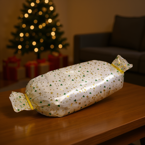 Christmas Cellophane <b>Wrap</b> With Stars And Trees 20x52 In Pack Of 10 For Holiday Gift Wrapping - Product Image 3