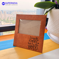 Cadre photo en cuir 5x7 vierge pour gravure laser, cadres photo en similicuir laserable pour table, vente en gros, logo personnalisé