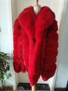 Real <strong>Red</strong> Color <strong>fox</strong> Fur Medium Long Hooded Fur Coat Men's Coat