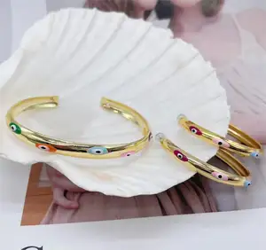 Gelang Mata Setan Anting-Anting Hoop, Penjualan Laris Gelang Berlapis Emas untuk Wanita Anting-Anting Hoop Modis Baru