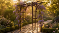 Arche de jardin florale en fer, durable, imperméable, avec panneaux latéraux décoratifs, support pour plantes grimpantes, pour allée d'entrée