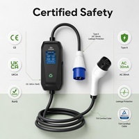 Station de recharge portable certifiée CE UKCA RoHS 7 kW monophasée avec écran de 2,8 pouces