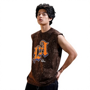 Camiseta sin Mangas para Hombre, Color Marrón, con Logotipo Estampado, Cuello Redondo, Estilo Casual, 100% Algodón, Diseño Tejido en la Parte Delantera - Product Image 6
