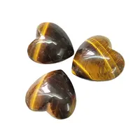 Piedra de ojo de tigre de 4-5cm, piedras de Palma del corazón, cristales curativos a granel, corazón inflado para decoración y regalos