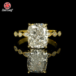 レッドリーフカスタム 10K 14K 18K 純金 IGIレポート付き 1カラット 3カラット DEF VVS クッションカット ラボグロウンダイヤモンド 婚約指輪 結婚指輪 パーティー用 - Product Image 5