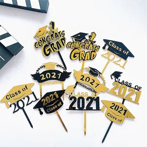 2021 축하 Grad 사진 소품 클래스 2021 졸업 파티 장식 용품-졸업 아크릴 케이크 토퍼