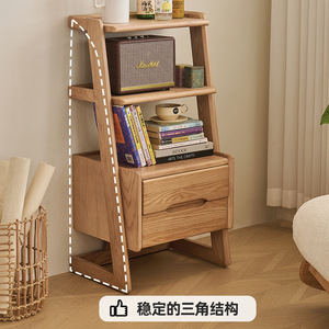 Solid Ash Wood Multi Layer <b>Storage</b> Shelf Bookshelf Floor <b>Table</b> <b>Small</b> Tea Rack Minimalist Design For <b>Small</b> Apartments - Product Image 3