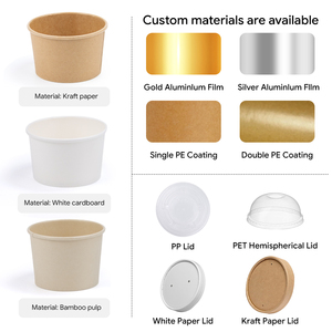 Seau à soupe en <span class=keywords><strong>carton</strong></span> blanc biodégradable avec couvercle, adapté aux plats à emporter et aux contenants alimentaires des supermarchés - Product Image 3