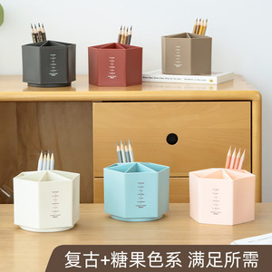 <b>Rotating</b> Pen Holder Large Capacity Square Plastic <b>Desk</b> Storage Box Nordic Minimalist Design - Product Image 4