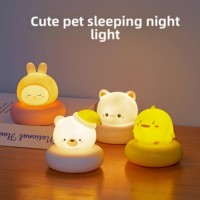 Veilleuse décorative LED rechargeable en silicone ABS en forme d'animal mignon, à commande vocale, chargement USB, idéale pour la période post-partum