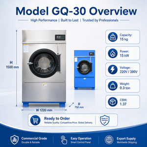 Secadora Industrial de 15 kg, Calentada por Gas y Eléctrica, GQ-30, Secadora de Ropa Comercial, 33 RPM, Alta Eficiencia, 220V/380V, para Hoteles - Product Image 5