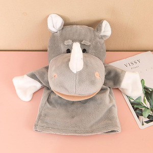 7846 Adorable peluche Animal rhinocéros marionnettes à main jouets avec <span class=keywords><strong>bouche</strong></span> ouverte pour jeu de rôle préscolaire contes peluche rhinocéros marionnette - Product Image 4