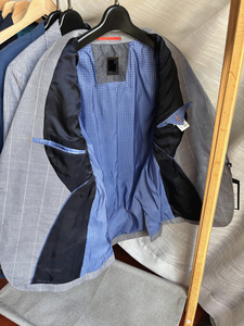 Veste de costume pour hommes à carreaux <span class=keywords><strong>gris</strong></span> haut de gamme hommes printemps affaires décontracté <span class=keywords><strong>laine</strong></span> costume haut <span class=keywords><strong>blazer</strong></span> pour hommes - Product Image 3