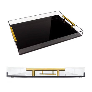 Plateau de présentation élégant et minimaliste en acrylique noir ajouré pour aliments et <span class=keywords><strong>vin</strong></span>, idéal pour la table et le rangement - Product Image 5