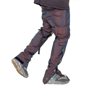 Personalizado impermeable a prueba de viento de tela bolsillos hombres pantalones Hip Hop StreetWear pantalones para apilados Sargo pantalones hombres - Product Image 3