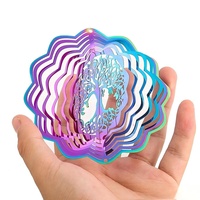 Campana de Viento Giratoria 3D Personalizada, Impermeable, de Acero Inoxidable 304, con Diseño de Colibrí Antiguo y Mandala Nórdico, Artificial