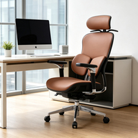 Fauteuil de direction en cuir véritable marron de qualité supérieure pour salon VIP de cabinet d'avocats, avec base en aluminium robuste
