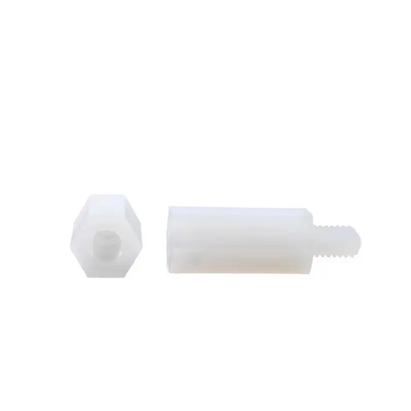 Rosca externa hexagonal M3 branca para nylon, espaçador de cabeça única, impasse hexagonal de plástico
