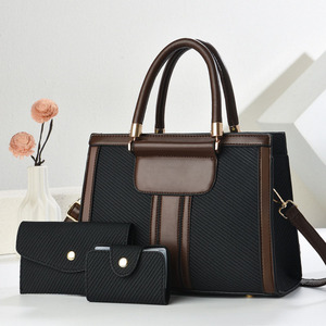 Bolso de Mano para Mujer con Logotipo Personalizado, Marca Privada, Juego de 3 Piezas, Elegante Bolso de Hombro de Cuero PU con Textura Chevron para Oficina y Viajes - Product Image 3