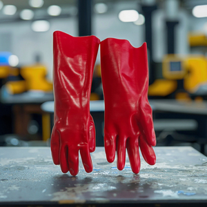Rote PVC-Sicherheits handschuhe Chemikalien beständige Abriebfest igkeit, Abdichtung für den Bau und verschiedene andere Industrien - Product Image 2