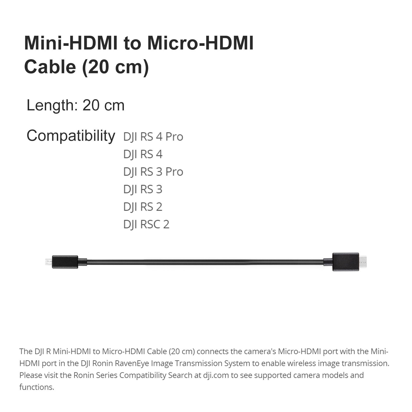 สายเคเบิล Mini-HDMI เป็น Micro-HDMI (20 ซม.)