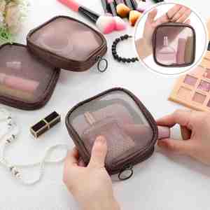 Sacs à maquillage girly 2025, grande capacité, sac cosmétique en seersucker, trousse de toilette, sac de voyage cosmétique transparent pour adolescentes - Product Image 5