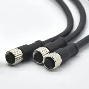 M12 8 Pin Ethernet Connector to <b>RJ45</b> CAT5 <b>Cable</b> IP67 Waterproof Industrial Network Connector - Product Image 4
