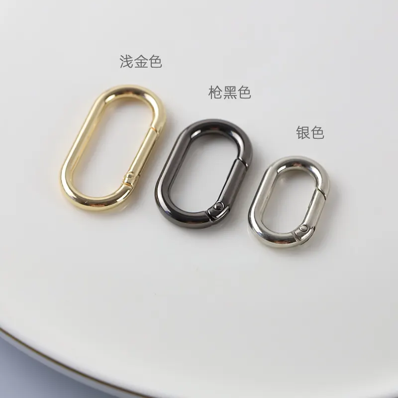 custom metal elliptic Trigger Spring Key ring alloy gold hoop oval metal keyring