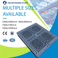 Palette Euro à double face antidérapante avec grille, 6 patins, entrée 4 directions, structure robuste, 100% PP/HDPE vierge, pour stockage de marchandises en entrepôt