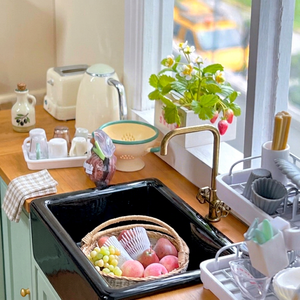 <b>Miniature</b> Kitchen Sink Faucet Set Plastic Dollhouse Accessories 6 Point DIY Ornament for Toy House Model Unisex Ages 5-13 - Product Image 1